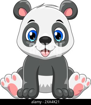 Vector illustration of Funny little panda smiling on a white background Stock Vector