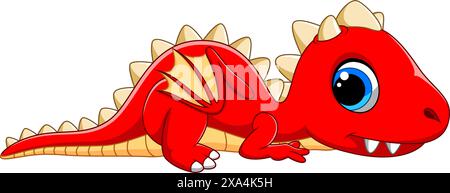 Vector illustration of Cute dragon cartoon isolated on white background Stock Vector