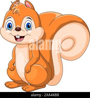 Cartoon happy squirrel isolated on white background Stock Vector