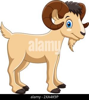 Cute goat cartoon isolated on white background Stock Vector
