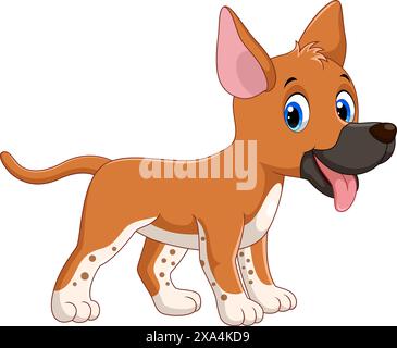 Vector illustration of Happy cartoon puppy Isolated on white background. Stock Vector