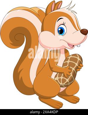 Cartoon squirrel holding a nut Stock Vector