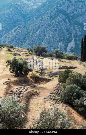 The ancient Gymnasium at Delphi, Greece Stock Photo