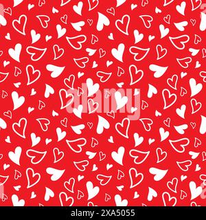 Cute doodle style hearts seamless vector pattern. love background vector Stock Vector