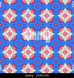 An illustration of vibrant seamless kaleidoscopic patterns Stock Photo