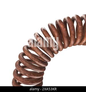 Rusty metal spring  wear  tear isolated transparent background Stock Photo