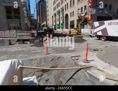 City street infrastructure work in progress. Montreal,Quebec,Canada Stock Photo