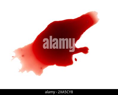 Abstract stains, splashes of real blood isolated on white Stock Photo