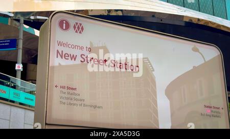 Welcome to New Street station in Birmingham - BIRMINGHAM, UNITED KINGDOM - MAY 23, 2024 Stock Photo