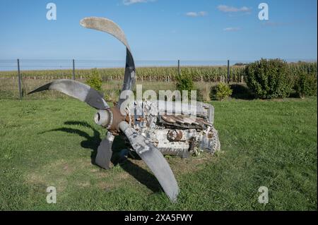The remains of a large V12 engine from a World War II airplane Stock Photo