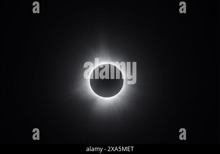 The corona of the sun from the 2024 great American total solar eclipse Stock Photo