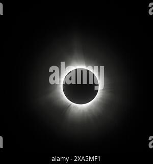 The sun's corona during the totality of the 2024 great American Eclipse Stock Photo