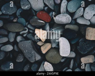 A top view of various pebble stones Stock Photo