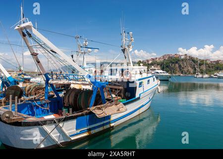 Fishing boat in harbour, Agropoli, Campania, Italy Stock Photo