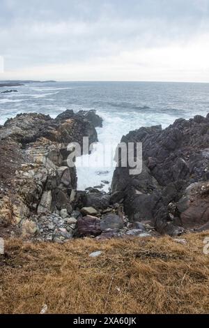 Rugged coast in Louisbourg, Nova Scotia, Canada Stock Photo