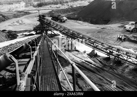 A coal ore on a conveyor belt for processing in Johannesburg, South Africa Stock Photo