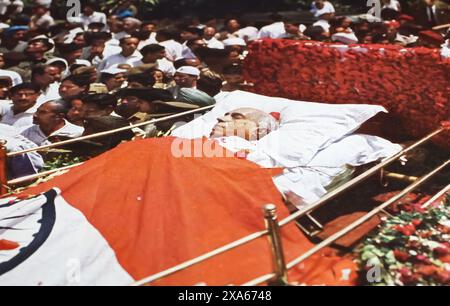 Viersen, Germany - May 9. 2024: Life magazine cover story about indian prime minister Jawaharlal Nehru funeral procession 1964 Stock Photo