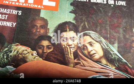 Viersen, Germany - May 9. 2024: Life magazine cover story about indian second prime minister  Lal Bahadur Shastri funeral in New Dehli  1966 Stock Photo