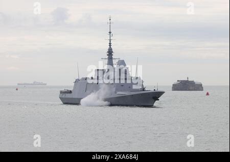 The French navy Aquitaine class destroyer FS NORMANDIE (D651) arriving ...