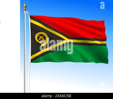 Vanuatu official national waving flag, oceania, vector illustration Stock Vector