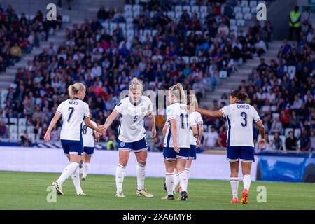 Saint Etienne, France. 04th June, 2024. Players of England during the Womens European Qualifiers match between France and England at Stade Geoffroy-Guichard in Saint-Etienne, France. (Pauline FIGUET/SPP) Credit: SPP Sport Press Photo. /Alamy Live News Stock Photo