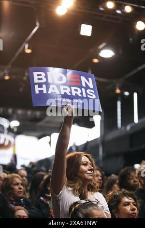 Vice President Kamala Harris speaks at a campaign event in Denver, Colorado, March 12, 2024. (Danielle Alston/Biden For President) Stock Photo