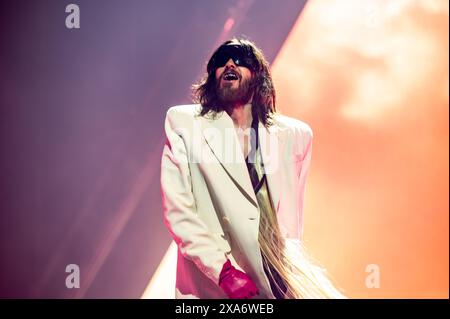 London, United Kingdom. 4th June 2024. Jared Leto's Thirty Seconds to Mars on stage at the O2 Arena. Cristina Massei/Alamy live news Stock Photo