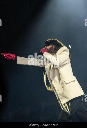 London, United Kingdom. 4th June 2024. Jared Leto's Thirty Seconds to Mars on stage at the O2 Arena. Cristina Massei/Alamy live news Stock Photo