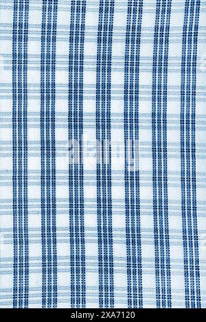 Checked fabric tartan blue and white  textured background Stock Photo