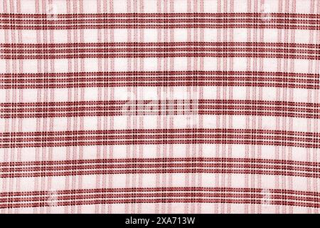 Checked fabric tartan red and white  textured background Stock Photo