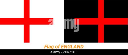 National Flag of ENGLAND, ENGLAND Flag Computer illustration. Stock Vector