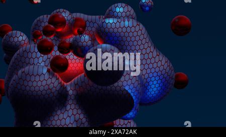 Abstract neon multicolored metaball with scale reptile texture meta ball bubble transition transformation for business presentation background Stock Photo