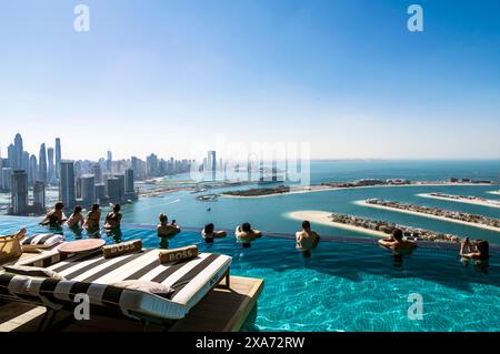 Views from the 50th floor of the Aura Skypool, Dubai, United Arab Emirates, Middle East Stock Photo