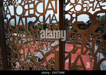 Paris, France. 04th June, 2024. Tennis courts at covered with tarpaulin as night Falls onto the French Tennis Open at Roland Garros in Paris, France, on Tuesday, June 4, 2024. Alcaraz won 6-3, 7-6, 6-4. Photo by Maya Vidon-White/UPI Credit: UPI/Alamy Live News Stock Photo