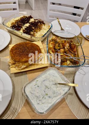 Several Iranian dishes served on a table Stock Photo