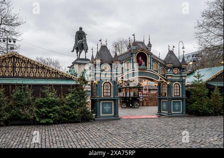A festive entrance to a Christmas market in Cologne, Germany Stock Photo