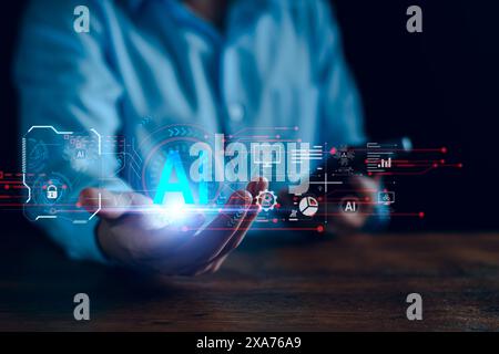 Development of artificial intelligence, AI. business people experience brain function, artificial intelligence algorithms, new generation of connected Stock Photo