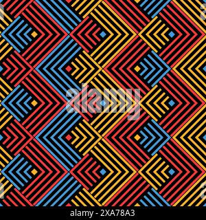 awesome diamond and zig zar art based on south american pre columbus indigenous art with colombian flag colors Stock Vector