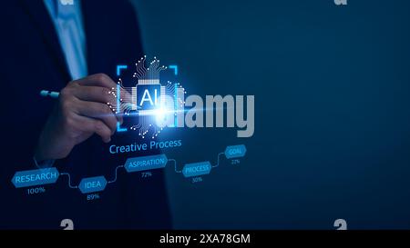 AI learning machine technology concept. AI development to help work, AI Learning and expert Artificial Intelligence for Business analytics, modern tec Stock Photo
