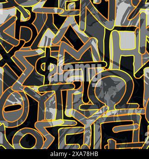 Beautiful ancient greek culture alphabet old type seamless pattern Stock Vector