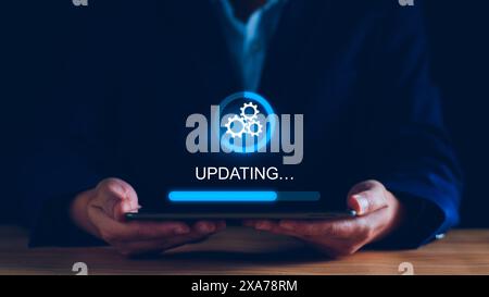Operating system upgrade concept, installation app and software update ...