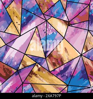 awesome water color collage seamless pattern with triangles Stock Vector