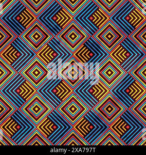 Beautiful diamond and zig zag art based on indigenous patterns with water color effect Stock Vector
