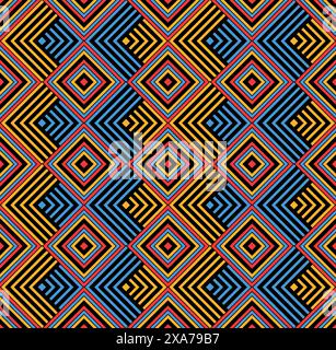 Diamond indigenous seamless pattern with colombian flag colors Stock Vector