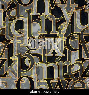 Beautiful alphabet serif old type seamless pattern Stock Vector