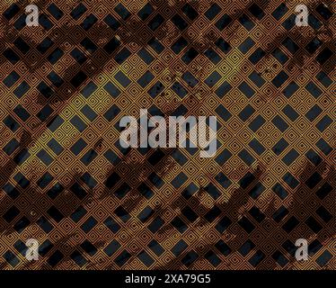 ancient diamond golden seamless pattern with water color effect Stock Vector