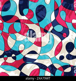 beautiful hand draw lines seamless pattern with water color halftoned effect Stock Vector