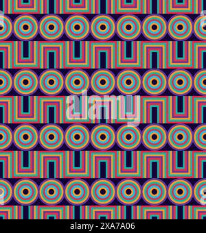 colorful ancient geometric figures based on indigenous art seamless pattern Stock Vector