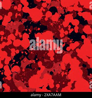 Red splash spots camouflage seamless pattern Stock Vector