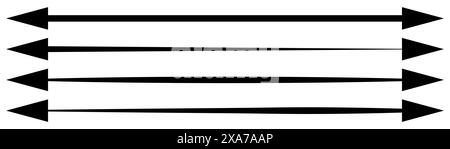 Dual sided long straight arrow sign, double arrow icon. Stock Vector